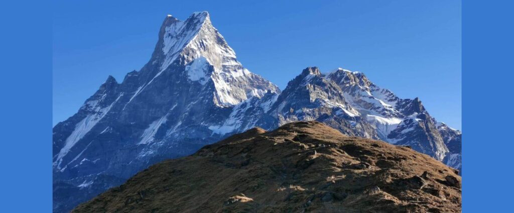 Snow capped mountains in mardi himal trekking