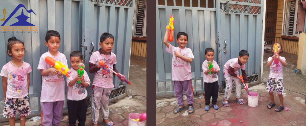 Kids playing holi festival