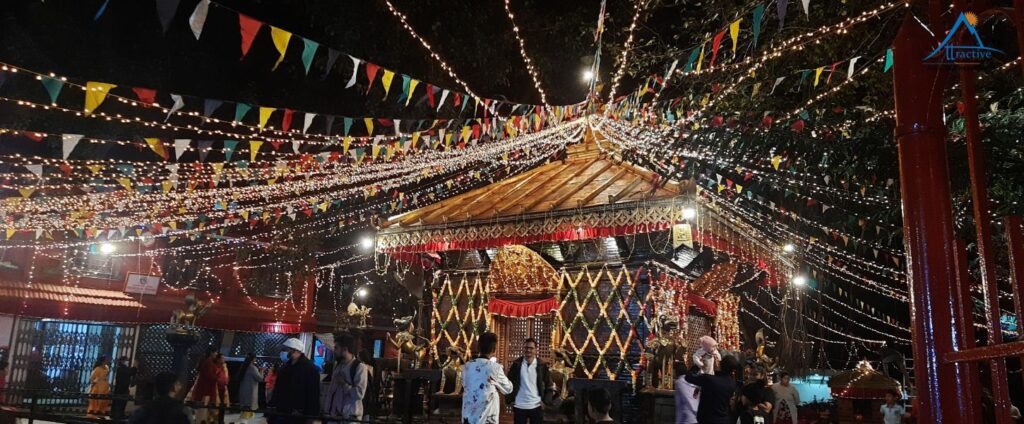 During colorful lights of festivals in Nepal