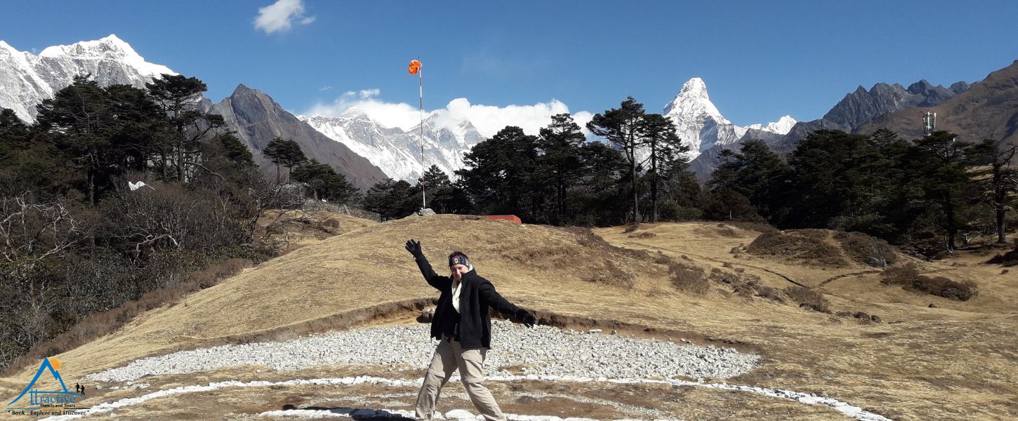 trekker on the way to the Everest base camp